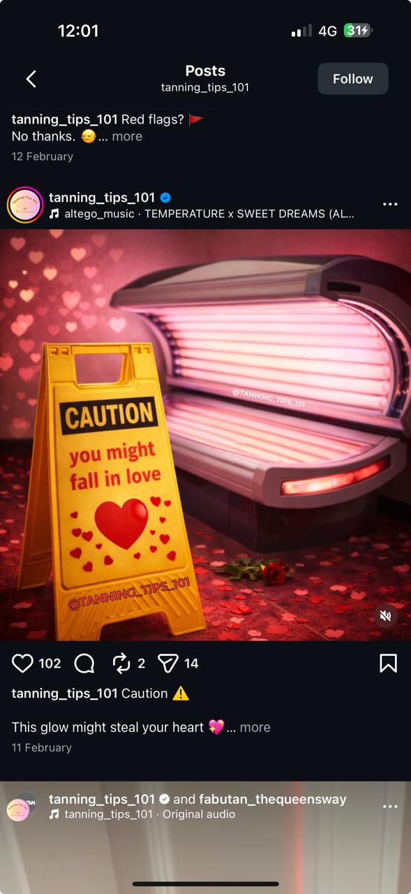 Relaxing tanning bed interior